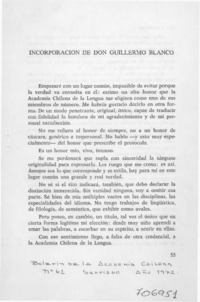 Incorporación de don Blanco Guillermo.