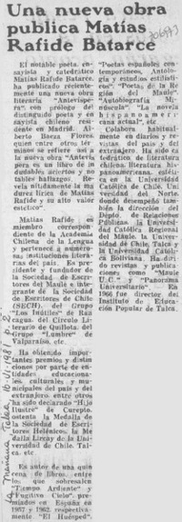 Una Nueva obra publica Matías Rafide Batarce.