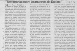 Testimonio sobre las muertes de Sabina