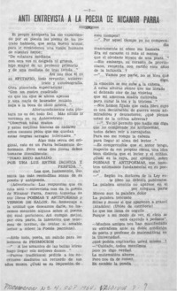Anti entrevista a la poesía de Nicanor Parra