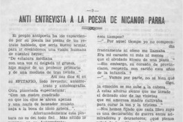 Anti entrevista a la poesía de Nicanor Parra