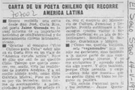 Carta de un poeta chileno que recorre América Latina