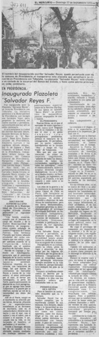 Inagurada plazoleta "Salvador Reyes F.".