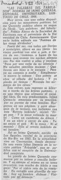 Las Palabras del fabulador.