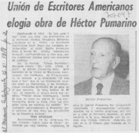 Unión de Escritores Americanos elogia obra de Héctor Pumarino.