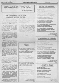 Hace 20 años: un poeta llamado Matías Rafide