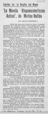 La novela hispanoamericana actual