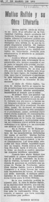 Matías Rafide y su obra literaria