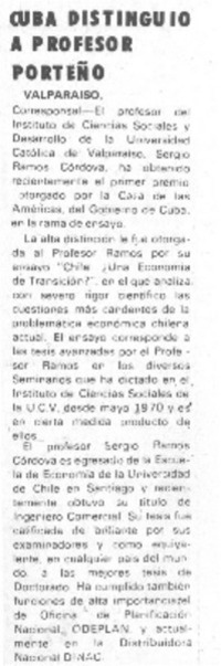 Cuba distinguió a profesor porteño.