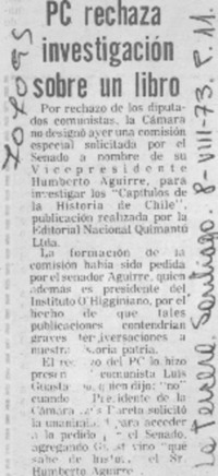 PC rechaza investigación sobre un libro.