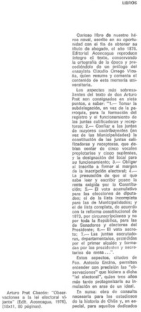 Arturo Prat Chacón: "Observaciones a la lei electoral vijente".