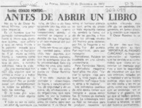 Antes de abrir un libro