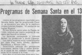 Programas de semana santa en el 13.
