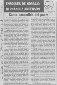 Canto encendido del poeta.