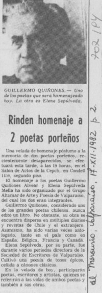 Rinden homenaje a 2 poetas porteños.