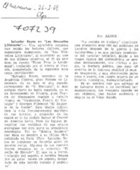 Salvador Reyes en "Les Nouvelles littéraires"