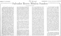 Salvador Reyes, Mónica Sanders