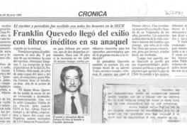 Franklin Quevedo llegó del exilio con libros inéditos en su anaquel.