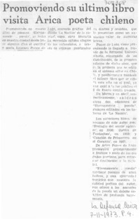 Promoviendo su último libro visita Arica poeta chileno.