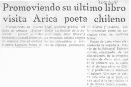 Promoviendo su último libro visita Arica poeta chileno.