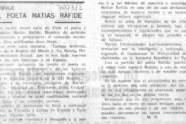 Al poeta Matías Rafide
