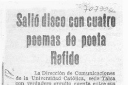Salió disco con cuatro poemas de poeta Rafide.