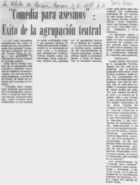 "Comedia para asesinos": éxito de la agrupación teatral.