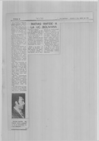 Matías Rafide a la UC boliviana.