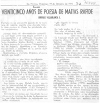 Vienticinco años de poesía de Matías Rafide