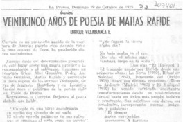 Vienticinco años de poesía de Matías Rafide