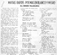 Matías Rafide: poemas en blanco y negro