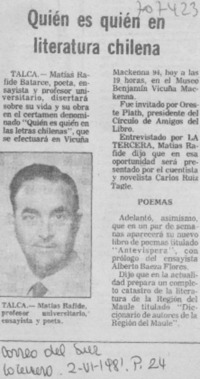 Quién es quién en literatura chilena.