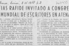 Matías Rafide invitado a congreso mundial de escritores en Atenas.