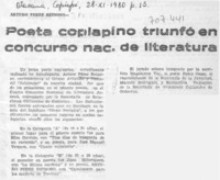 Poeta copiapino triunfó en concurso nac. de literatura.