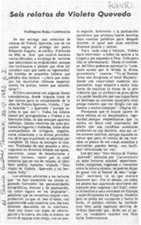 Seis relatos de Violeta Quevedo
