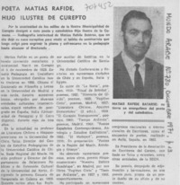 Poeta Matías Rafide, hijo ilustre de Curepto.
