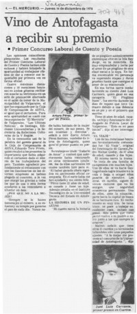 Vino de Antofagasta a recibir su premio.