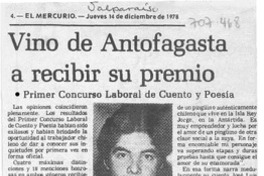 Vino de Antofagasta a recibir su premio.