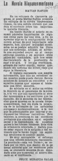 La novela hispanoamericana