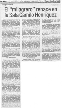 El "Milagrero" renace en la Sala Camilo Henríquez.