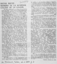 Matías Rafide miembro de la Academia de la Lengua.