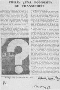 Chile, ¿una economía de transición?
