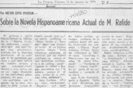 Sobre la novela hispanoamericana actual de M. Rafide