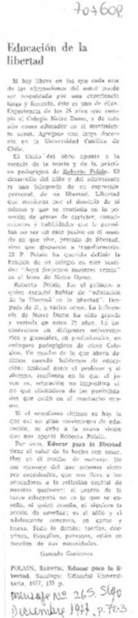 Educación de la libertad.