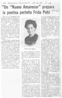 Un "nuevo amanecer" prepara la poetisa porteña Frida Pohl