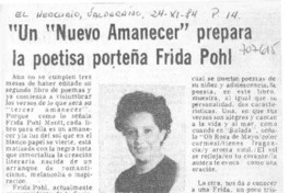 Un "nuevo amanecer" prepara la poetisa porteña Frida Pohl