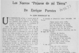 Los nuevos: "pájaros de mi tierra" de Enrique Puentes