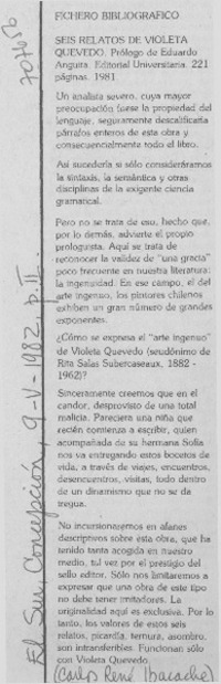 Seis relatos de Violeta Quevedo