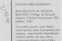 Seis relatos de Violeta Quevedo