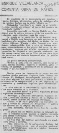 Enrique Villablanca comenta obra de Rafide
